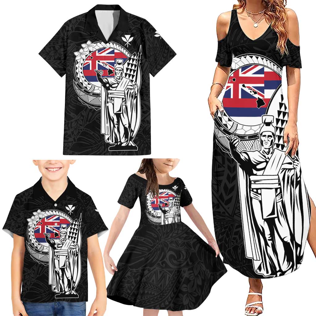 Personalized Hawaii King Kamehameha Family Matching Summer Maxi Dress and Hawaiian Shirt Flag Polynesian Pattern LT01 - Polynesian Pride