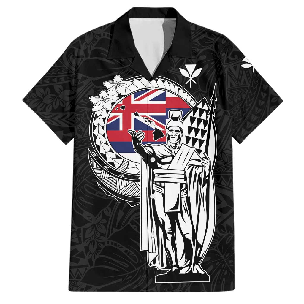 Personalized Hawaii King Kamehameha Family Matching Summer Maxi Dress and Hawaiian Shirt Flag Polynesian Pattern LT01 Dad's Shirt - Short Sleeve Black - Polynesian Pride