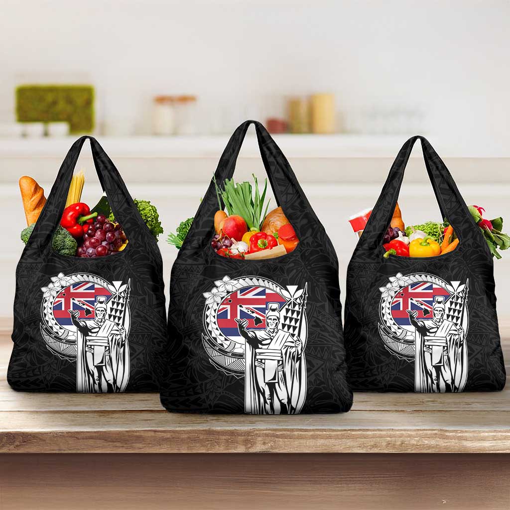Hawaii King Kamehameha Grocery Bag Flag Polynesian Pattern LT01 3-pack One Size Black - Polynesian Pride