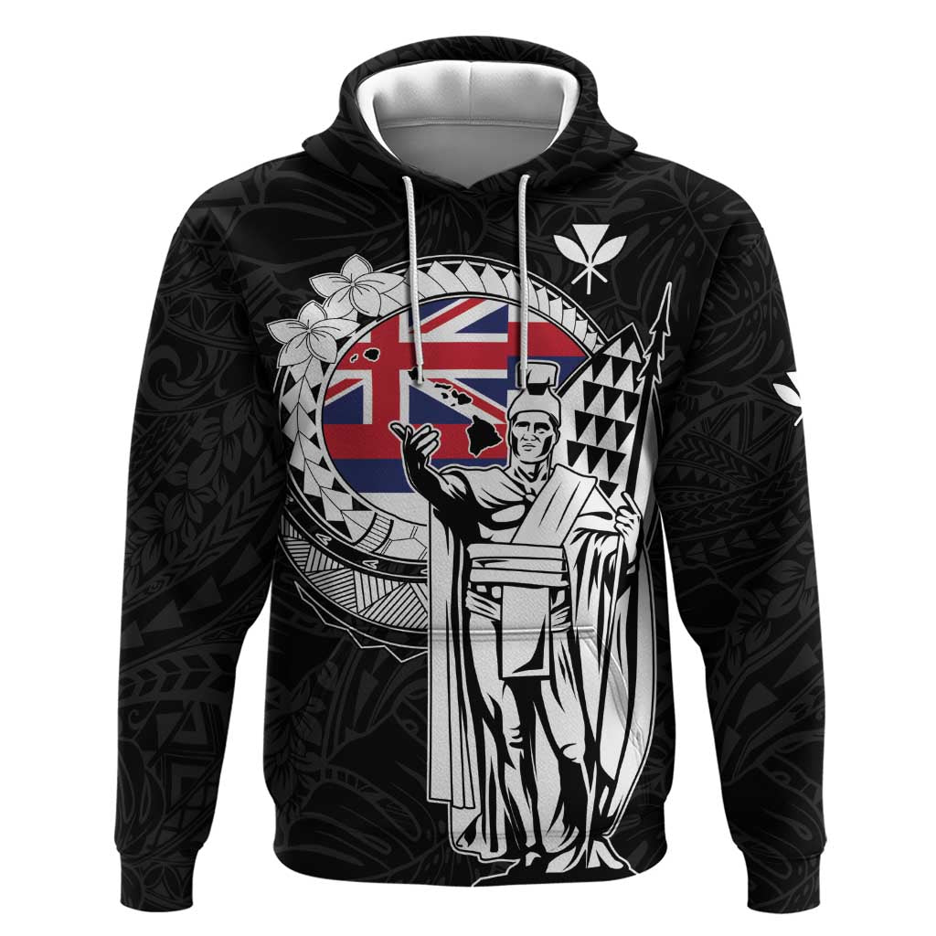 Personalized Hawaii King Kamehameha Hoodie Flag Polynesian Pattern LT01 Pullover Hoodie Black - Polynesian Pride