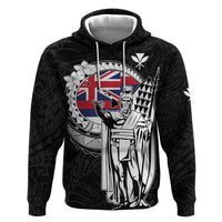 Personalized Hawaii King Kamehameha Hoodie Flag Polynesian Pattern LT01 Pullover Hoodie Black - Polynesian Pride