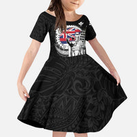 Personalized Hawaii King Kamehameha Kid Short Sleeve Dress Flag Polynesian Pattern