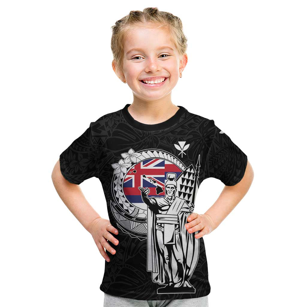 Personalized Hawaii King Kamehameha Kid T Shirt Flag Polynesian Pattern LT01 Black - Polynesian Pride