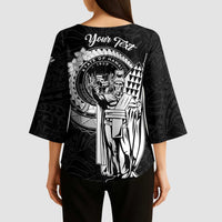 Personalized Hawaii King Kamehameha Kimono Sleeve Blouse Flag Polynesian Pattern LT01 - Polynesian Pride
