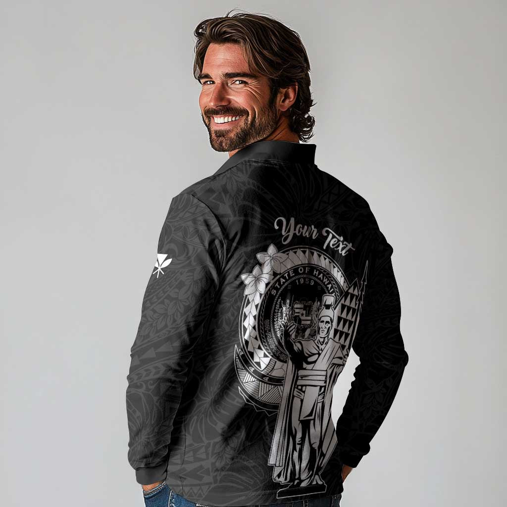 Personalized Hawaii King Kamehameha Long Sleeve Polo Shirt Flag Polynesian Pattern LT01 - Polynesian Pride
