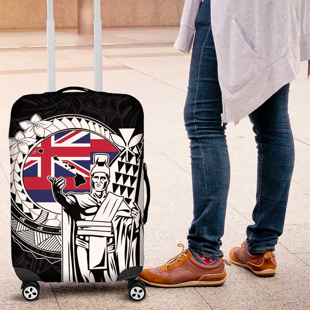 Hawaii King Kamehameha Luggage Cover Flag Polynesian Pattern LT01 Black - Polynesian Pride
