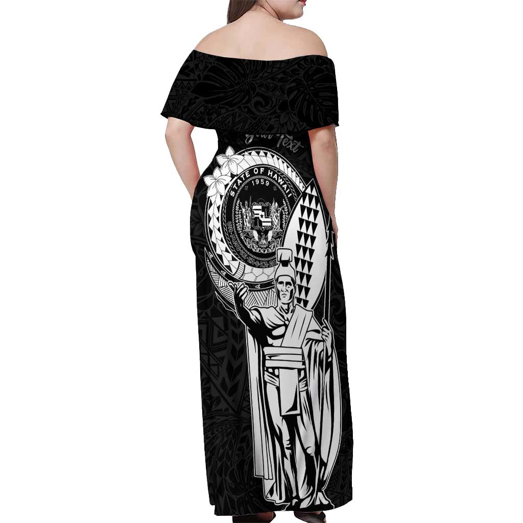 Personalized Hawaii King Kamehameha Off Shoulder Maxi Dress Flag Polynesian Pattern LT01 - Polynesian Pride