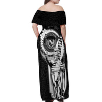 Personalized Hawaii King Kamehameha Off Shoulder Maxi Dress Flag Polynesian Pattern LT01 - Polynesian Pride