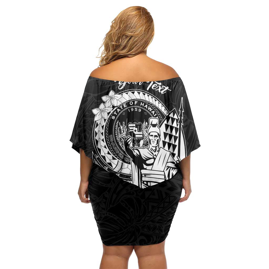 Personalized Hawaii King Kamehameha Off Shoulder Short Dress Flag Polynesian Pattern LT01 - Polynesian Pride