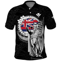 Personalized Hawaii King Kamehameha Polo Shirt Flag Polynesian Pattern LT01 Black - Polynesian Pride