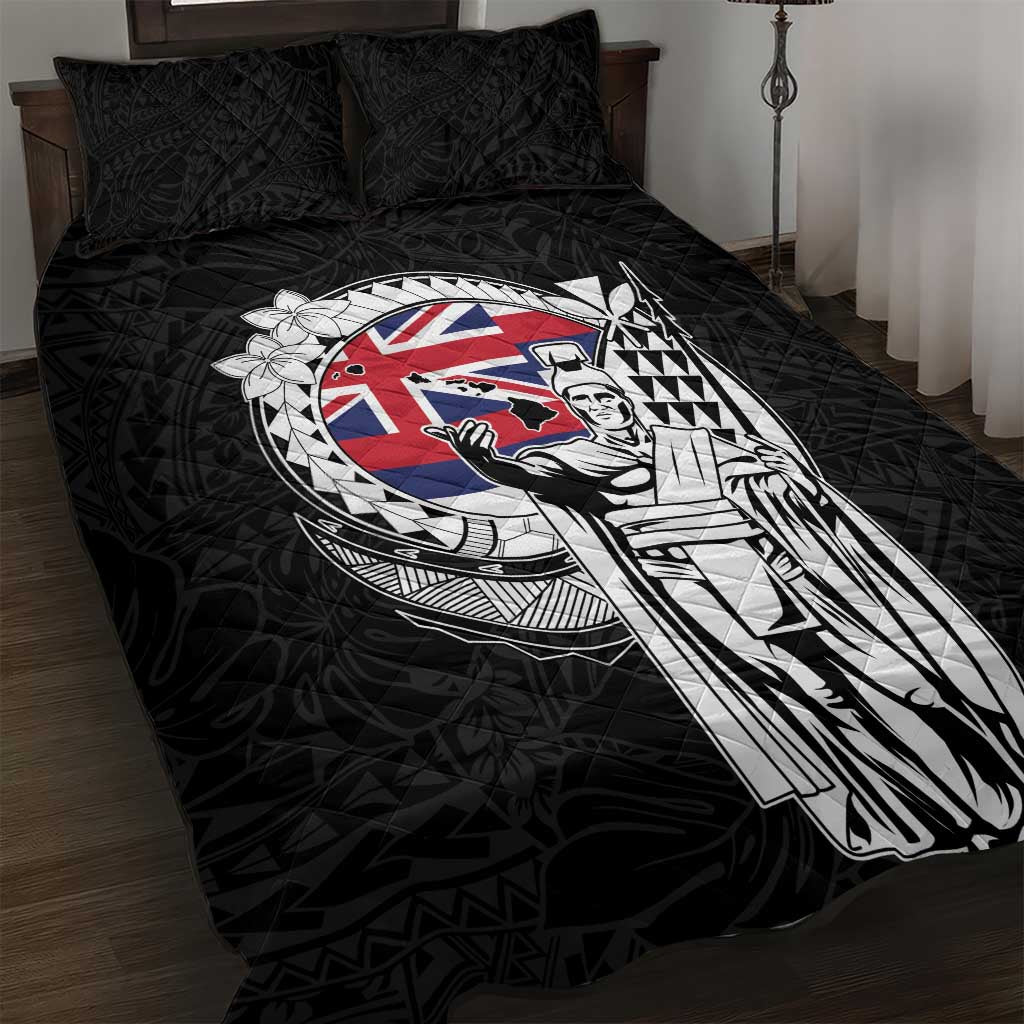 Hawaii King Kamehameha Quilt Bed Set Flag Polynesian Pattern LT01 Black - Polynesian Pride