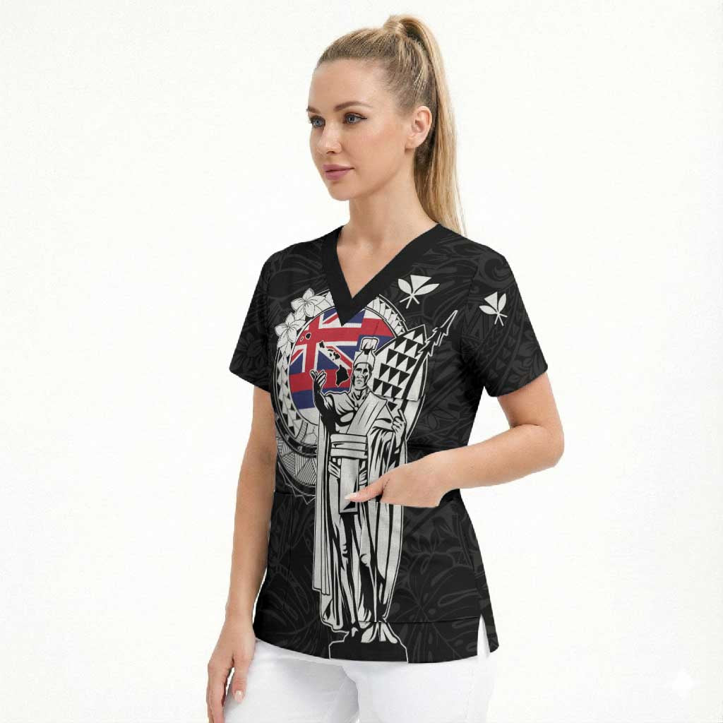 Personalized Hawaii King Kamehameha Scrub Top Flag Polynesian Pattern LT01 - Polynesian Pride