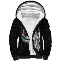 Personalized Hawaii King Kamehameha Sherpa Hoodie Flag Polynesian Pattern LT01 Unisex Black - Polynesian Pride