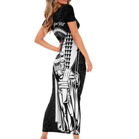 Personalized Hawaii King Kamehameha Short Sleeve Bodycon Dress Flag Polynesian Pattern LT01 - Polynesian Pride