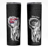 Personalized Hawaii King Kamehameha Skinny Tumbler Flag Polynesian Pattern LT01 Black - Polynesian Pride