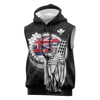 Personalized Hawaii King Kamehameha Sleeveless Hoodie Flag Polynesian Pattern LT01 Black - Polynesian Pride