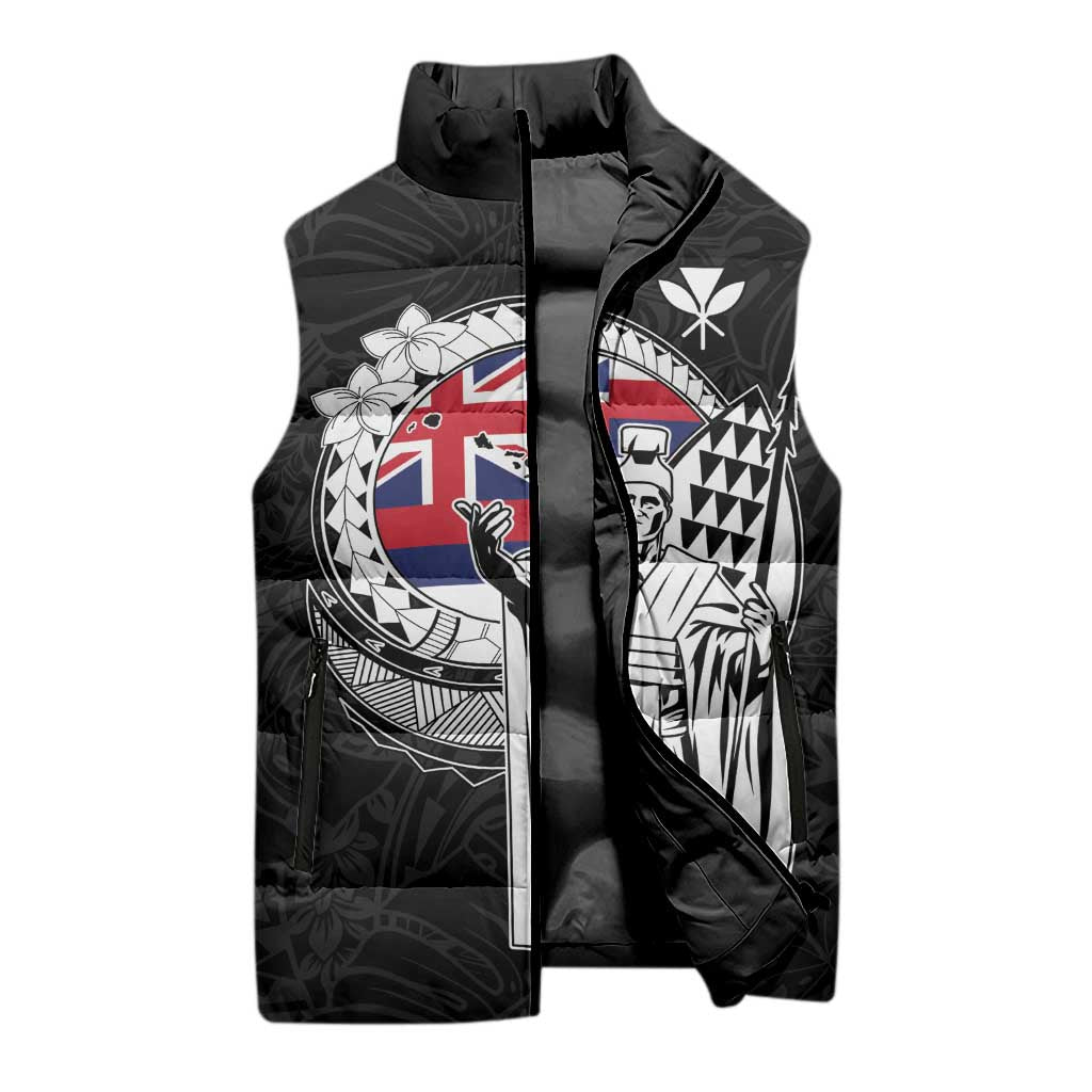 Personalized Hawaii King Kamehameha Sleeveless Puffer Jacket Flag Polynesian Pattern LT01 - Polynesian Pride