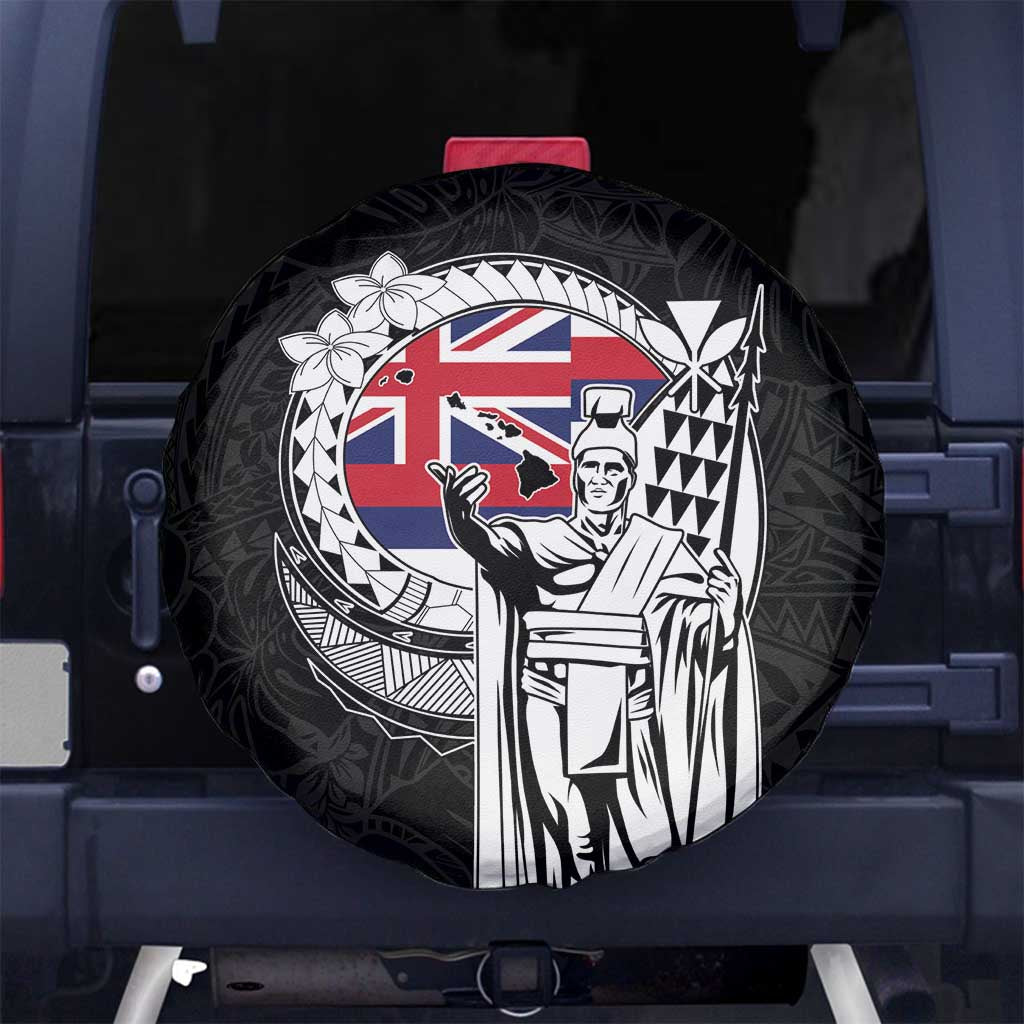 Hawaii King Kamehameha Spare Tire Cover Flag Polynesian Pattern LT01 No hole Black - Polynesian Pride