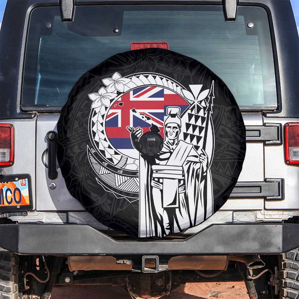 Hawaii King Kamehameha Spare Tire Cover Flag Polynesian Pattern LT01 Black - Polynesian Pride
