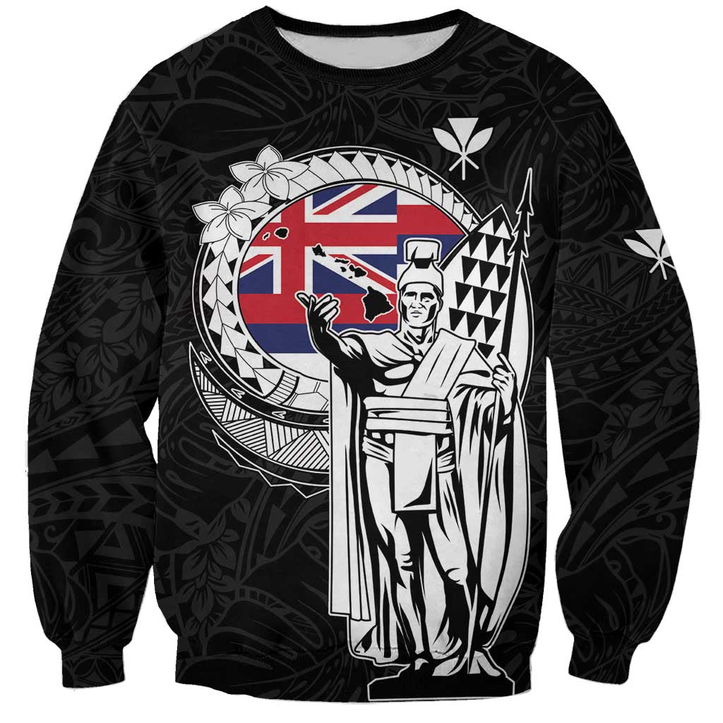 Personalized Hawaii King Kamehameha Sweatshirt Flag Polynesian Pattern LT01 Unisex Black - Polynesian Pride