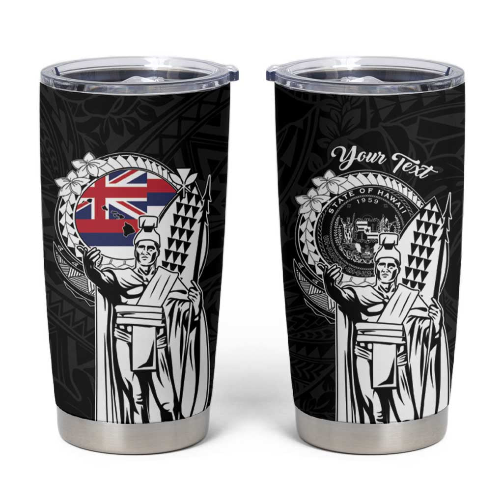 Personalized Hawaii King Kamehameha Tumbler Cup Flag Polynesian Pattern LT01 Black - Polynesian Pride