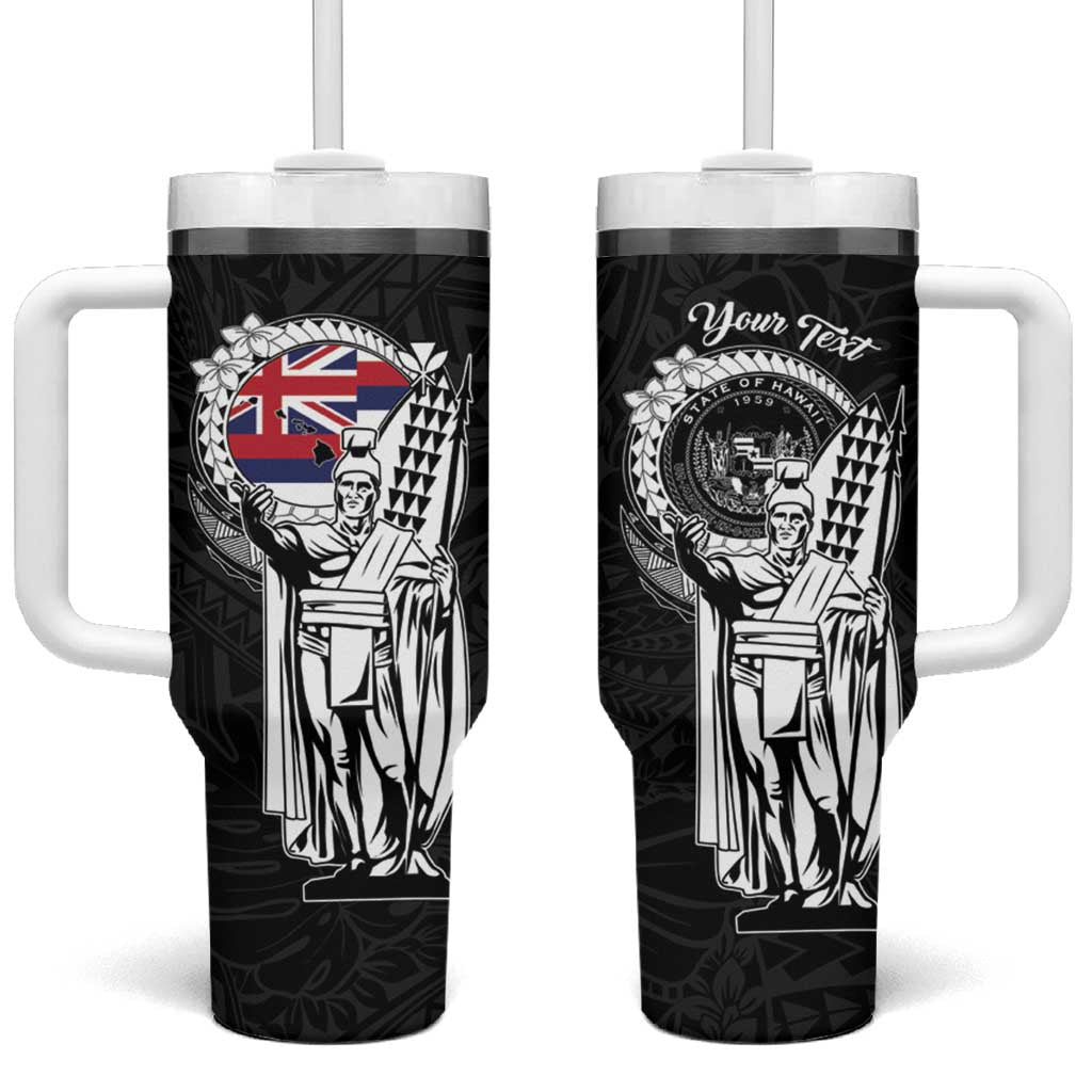 Personalized Hawaii King Kamehameha Tumbler With Handle Flag Polynesian Pattern LT01 One Size: 40 oz Black - Polynesian Pride