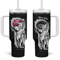 Personalized Hawaii King Kamehameha Tumbler With Handle Flag Polynesian Pattern LT01 One Size: 40 oz Black - Polynesian Pride