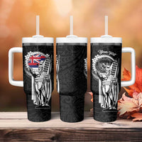 Personalized Hawaii King Kamehameha Tumbler With Handle Flag Polynesian Pattern LT01 - Polynesian Pride