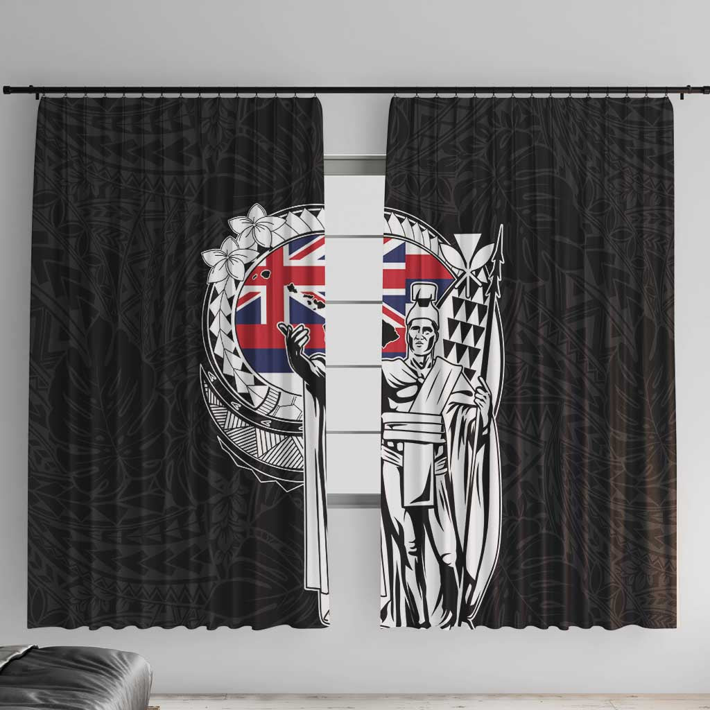 Hawaii King Kamehameha Window Curtain Flag Polynesian Pattern LT01 With Hooks Black - Polynesian Pride
