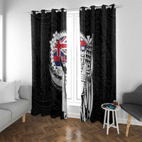 Hawaii King Kamehameha Window Curtain Flag Polynesian Pattern LT01 With Grommets Black - Polynesian Pride