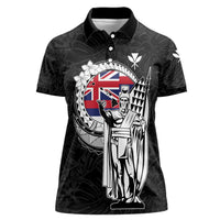Personalized Hawaii King Kamehameha Women Polo Shirt Flag Polynesian Pattern LT01 Female Black - Polynesian Pride