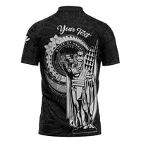 Personalized Hawaii King Kamehameha Zipper Polo Shirt Flag Polynesian Pattern LT01 - Polynesian Pride