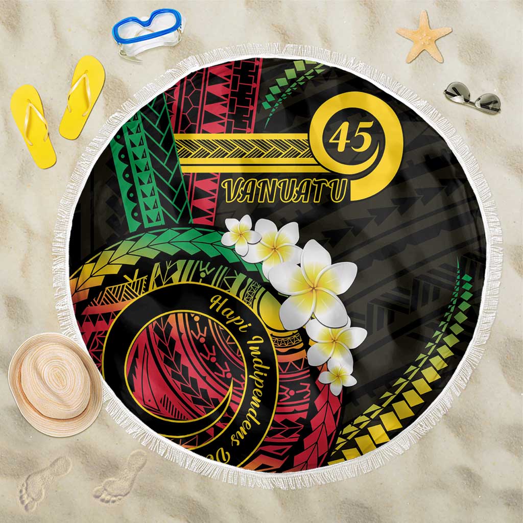 Vanuatu Independence Day Beach Blanket Yumi 45th Hapi Indipendens Dei LT01 One Size 150cm Black - Polynesian Pride