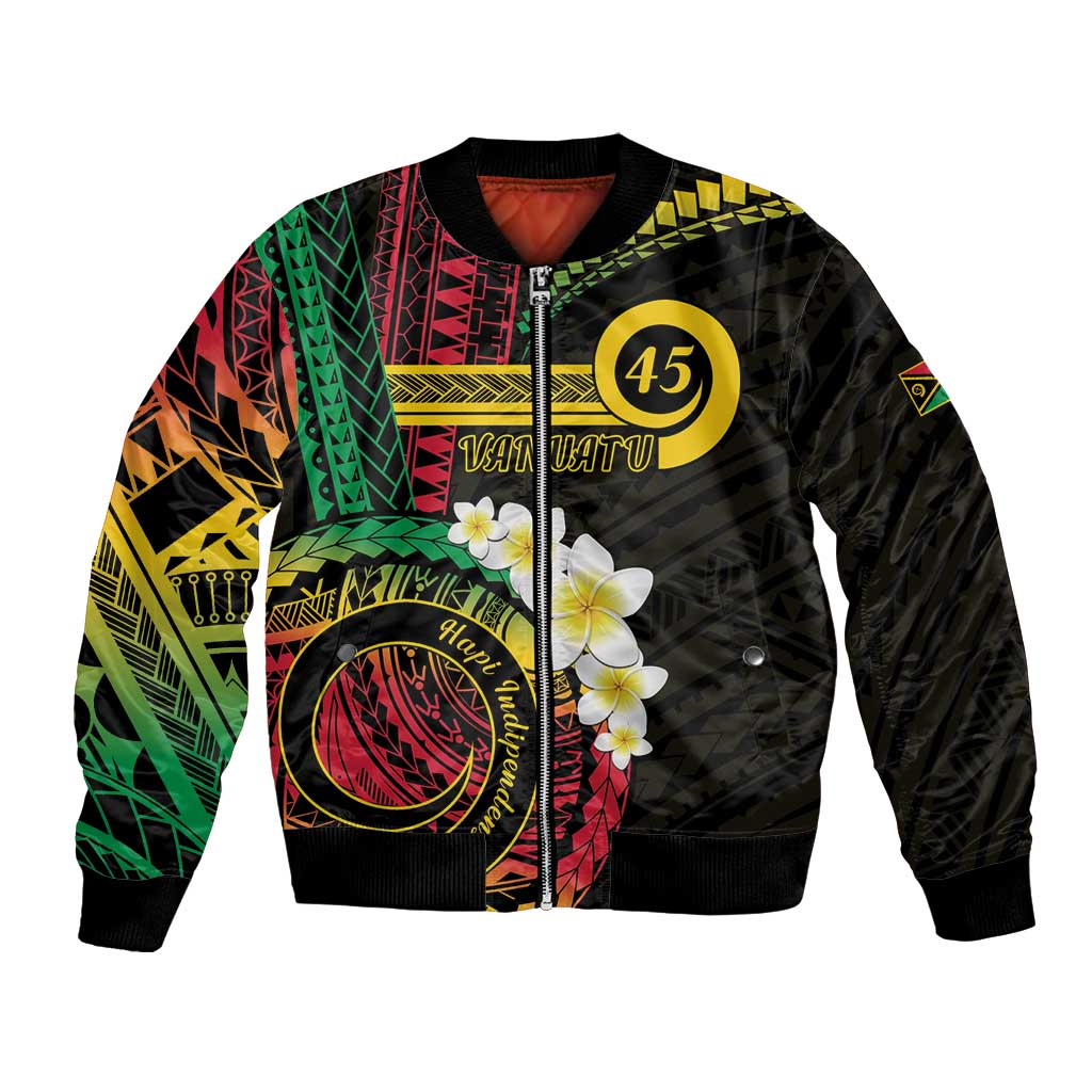 Vanuatu Independence Day Bomber Jacket Yumi 45th Hapi Indipendens Dei LT01 Unisex Black - Polynesian Pride