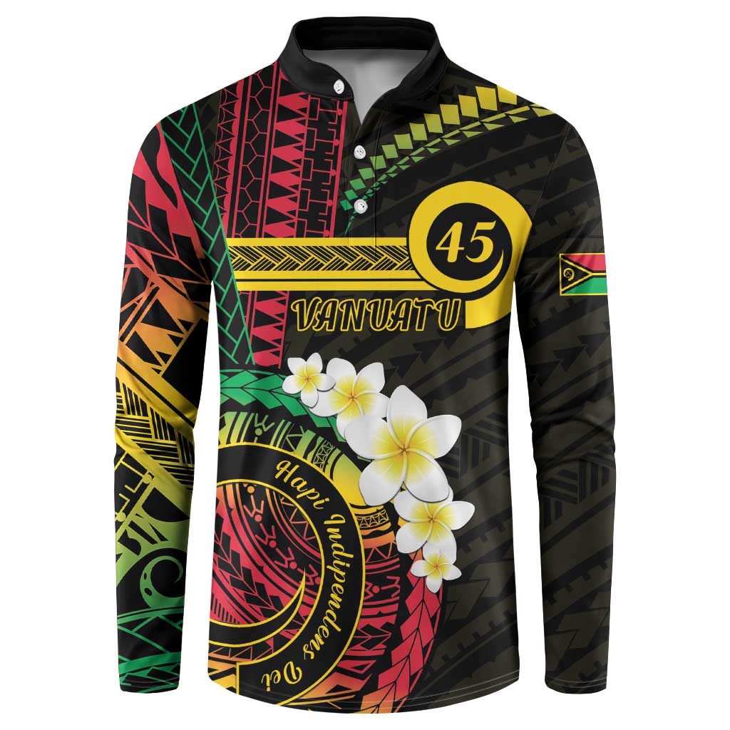 Vanuatu Independence Day Button Sweatshirt Yumi 45th Hapi Indipendens Dei LT01 Black - Polynesian Pride
