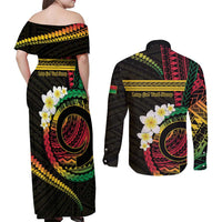 Vanuatu Independence Day Couples Matching Off Shoulder Maxi Dress and Long Sleeve Button Shirt Yumi 45th Hapi Indipendens Dei LT01 - Polynesian Pride
