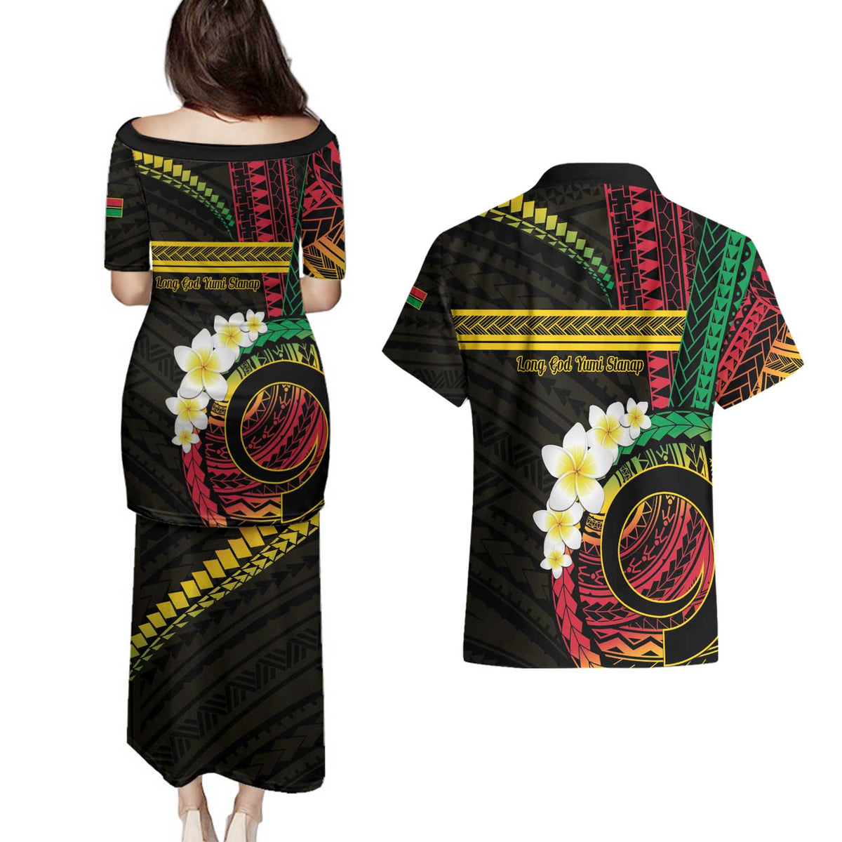 Vanuatu Independence Day Couples Matching Puletasi and Hawaiian Shirt Yumi 45th Hapi Indipendens Dei LT01 - Polynesian Pride