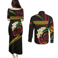 Vanuatu Independence Day Couples Matching Puletasi and Long Sleeve Button Shirt Yumi 45th Hapi Indipendens Dei LT01 - Polynesian Pride