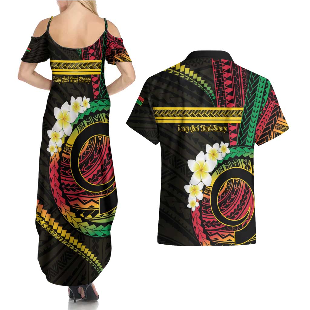 Vanuatu Independence Day Couples Matching Summer Maxi Dress and Hawaiian Shirt Yumi 45th Hapi Indipendens Dei LT01 - Polynesian Pride