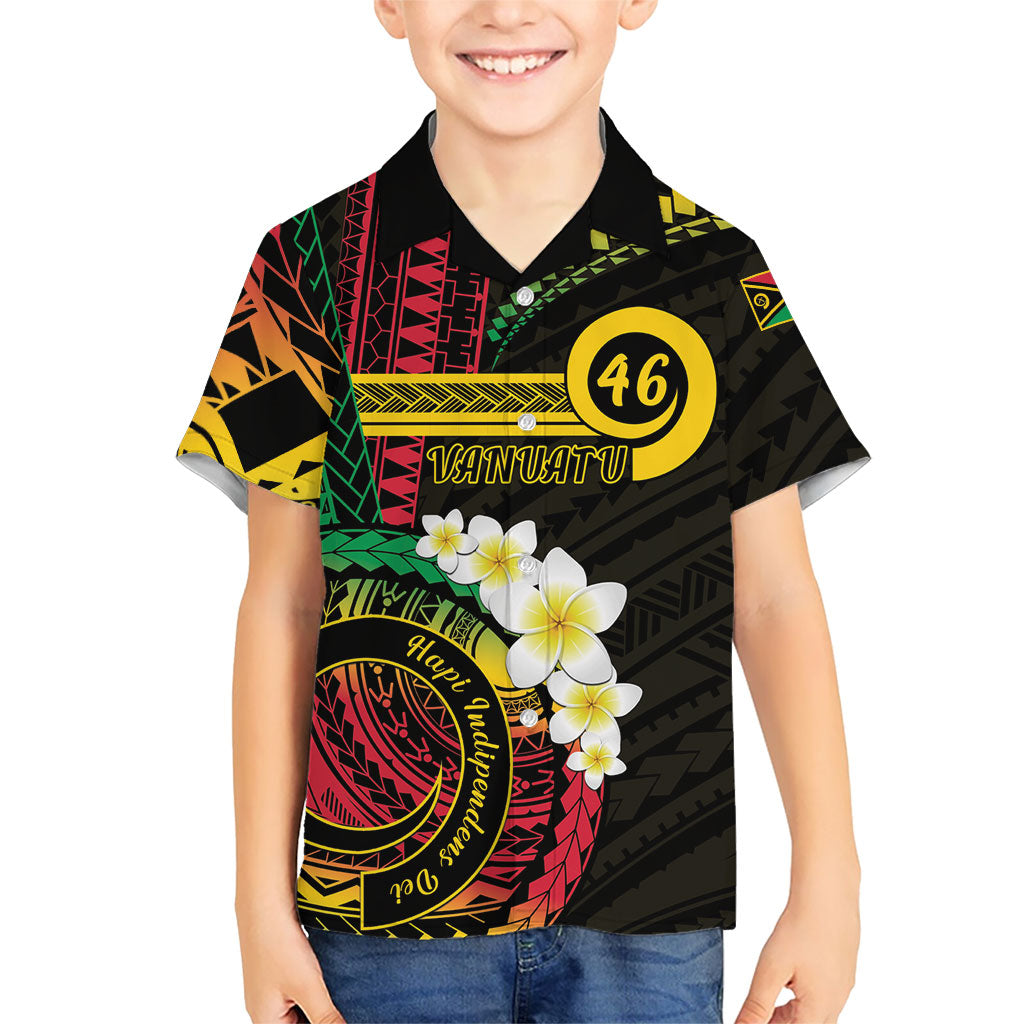 Vanuatu Independence Day Family Matching Long Sleeve Bodycon Dress and Hawaiian Shirt Yumi 46th Hapi Indipendens Dei LT01 Son's Shirt Black - Polynesian Pride