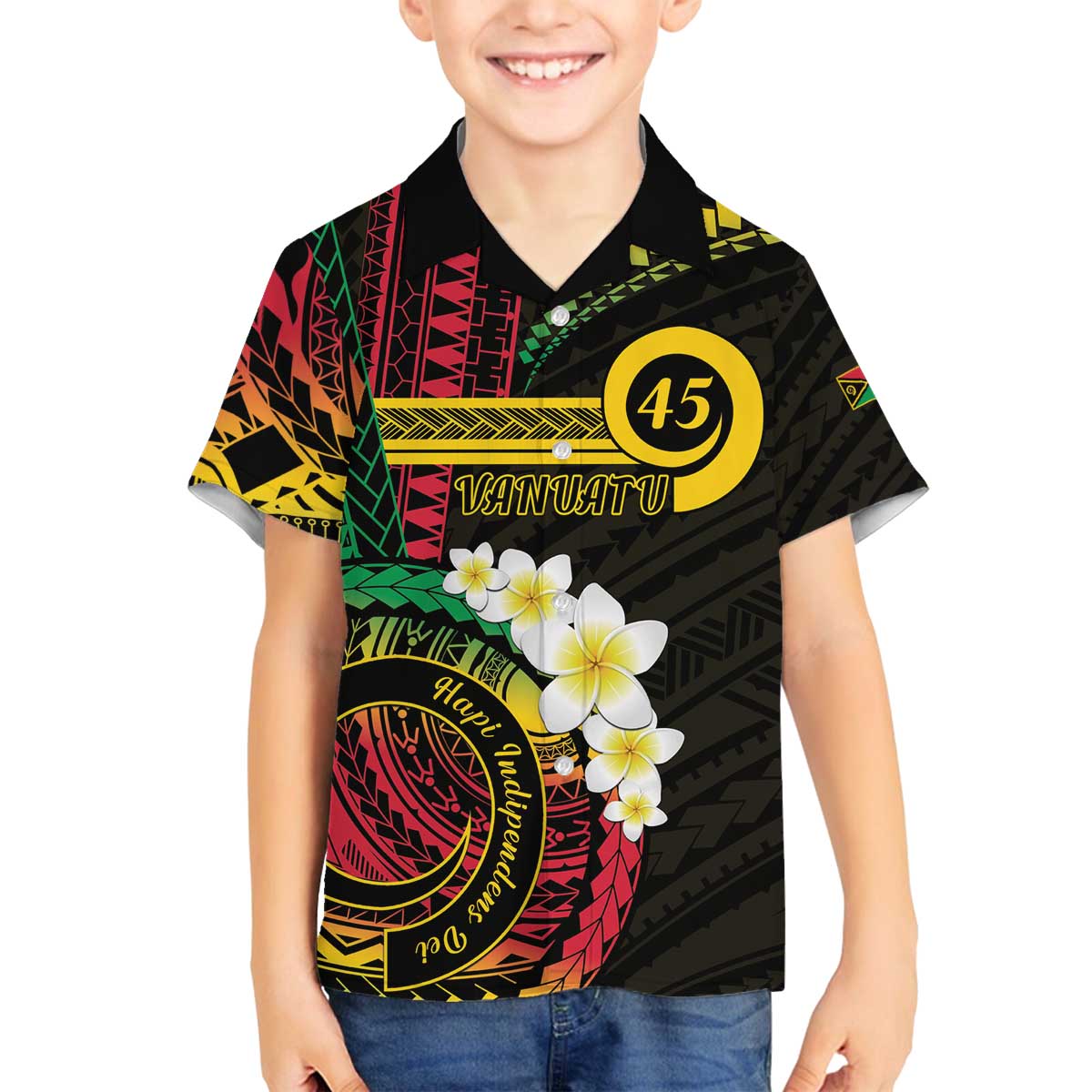 Vanuatu Independence Day Family Matching Off The Shoulder Long Sleeve Dress and Hawaiian Shirt Yumi 45th Hapi Indipendens Dei LT01