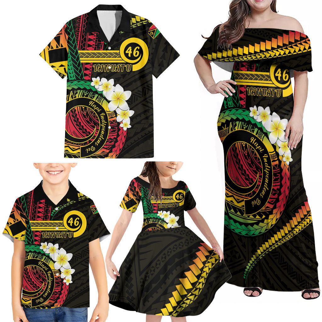 Vanuatu Independence Day Family Matching Off Shoulder Maxi Dress and Hawaiian Shirt Yumi 46th Hapi Indipendens Dei LT01 - Polynesian Pride