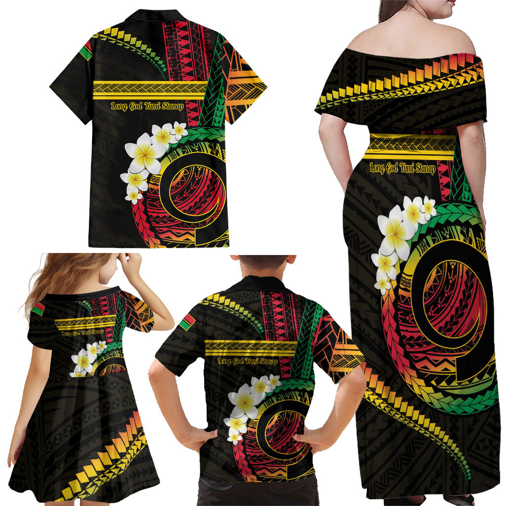 Vanuatu Independence Day Family Matching Off Shoulder Maxi Dress and Hawaiian Shirt Yumi 46th Hapi Indipendens Dei LT01 - Polynesian Pride