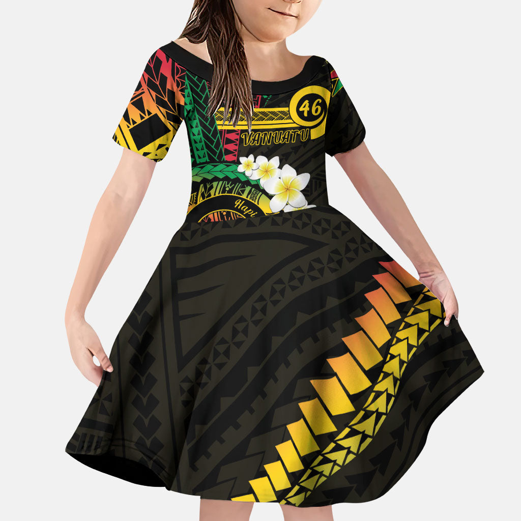 Vanuatu Independence Day Family Matching Summer Maxi Dress and Hawaiian Shirt Yumi 46th Hapi Indipendens Dei LT01 Daughter's Dress Black - Polynesian Pride