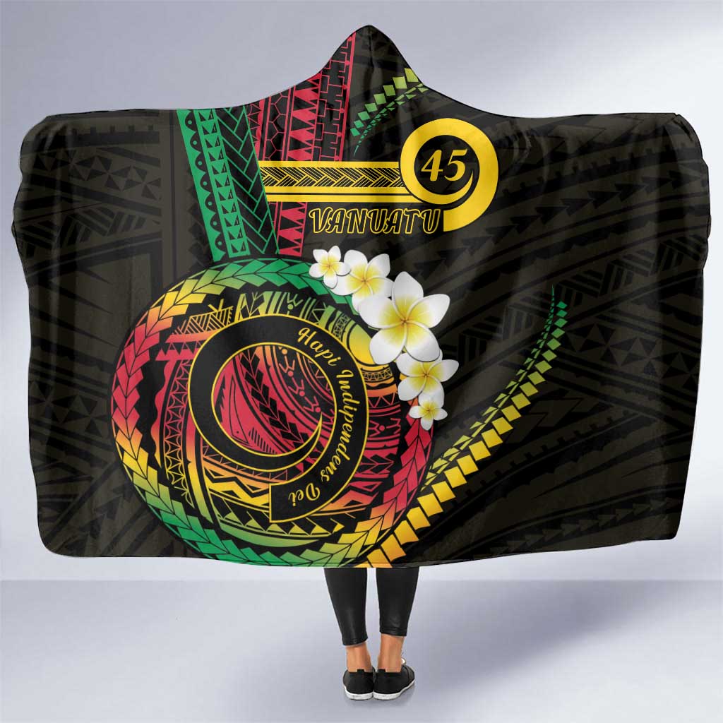 Vanuatu Independence Day Hooded Blanket Yumi 45th Hapi Indipendens Dei LT01 One Size Black - Polynesian Pride