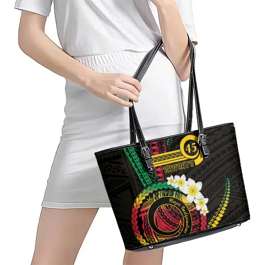 Vanuatu Independence Day Leather Tote Bag Yumi 45th Hapi Indipendens Dei LT01
