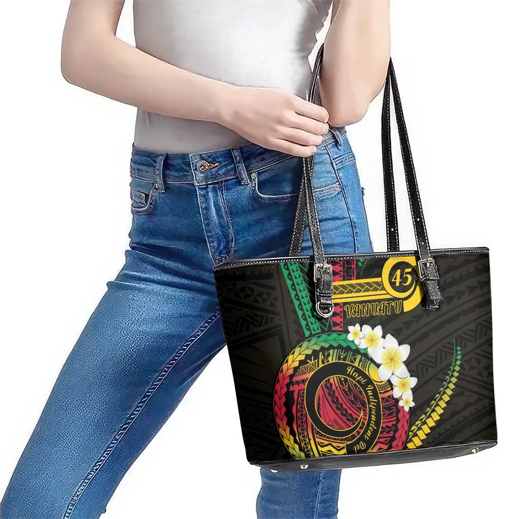 Vanuatu Independence Day Leather Tote Bag Yumi 45th Hapi Indipendens Dei LT01