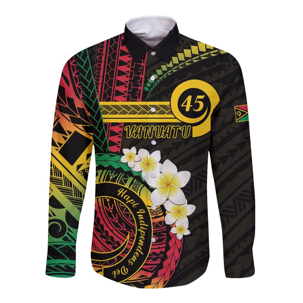 Vanuatu Independence Day Long Sleeve Button Shirt Yumi 45th Hapi Indipendens Dei LT01