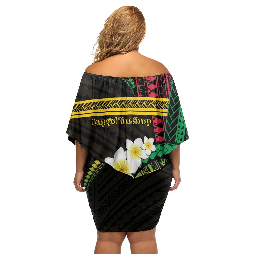 Vanuatu Independence Day Off Shoulder Short Dress Yumi 45th Hapi Indipendens Dei LT01 - Polynesian Pride
