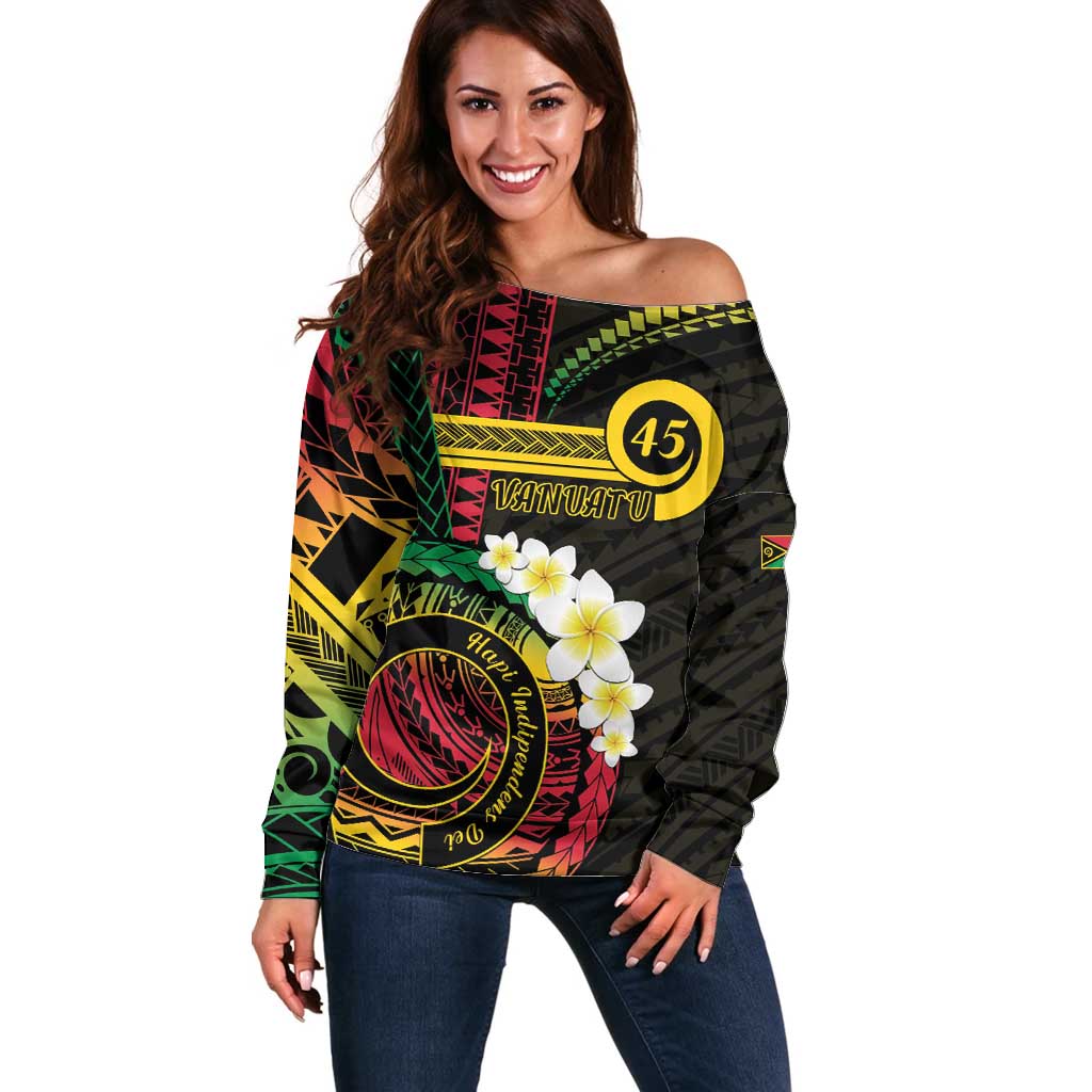 Vanuatu Independence Day Off Shoulder Sweater Yumi 45th Hapi Indipendens Dei LT01